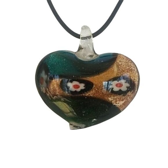 Jewelry - 𝅺art Glass Heart Necklace Jewelry Pendant